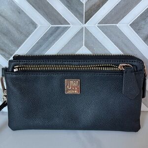 NWT Jason Wu Designer Black Leather Double Zip Wallet